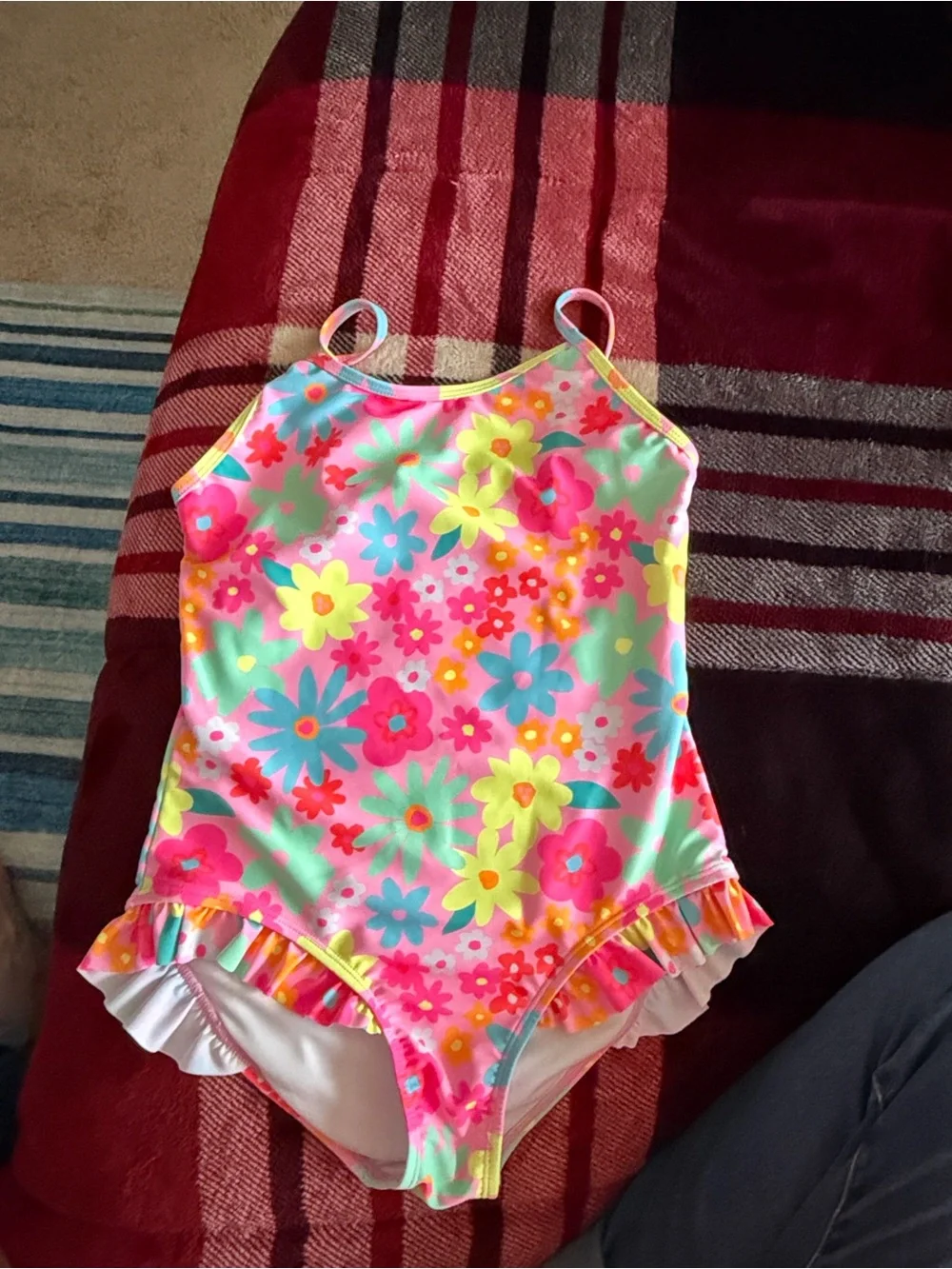 btween Kids One-Piece Swimsuits — Pink Floral & Multicolor Stripe
